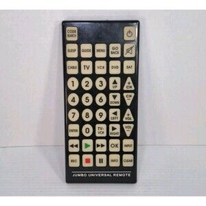 Jumbo Universal Remote Control Black 11"x5" Large Buttons Works Tested Novelty